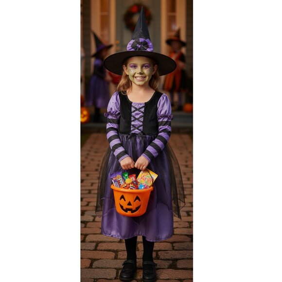 Girls Violet Witch Costume - Picture 1 of 12